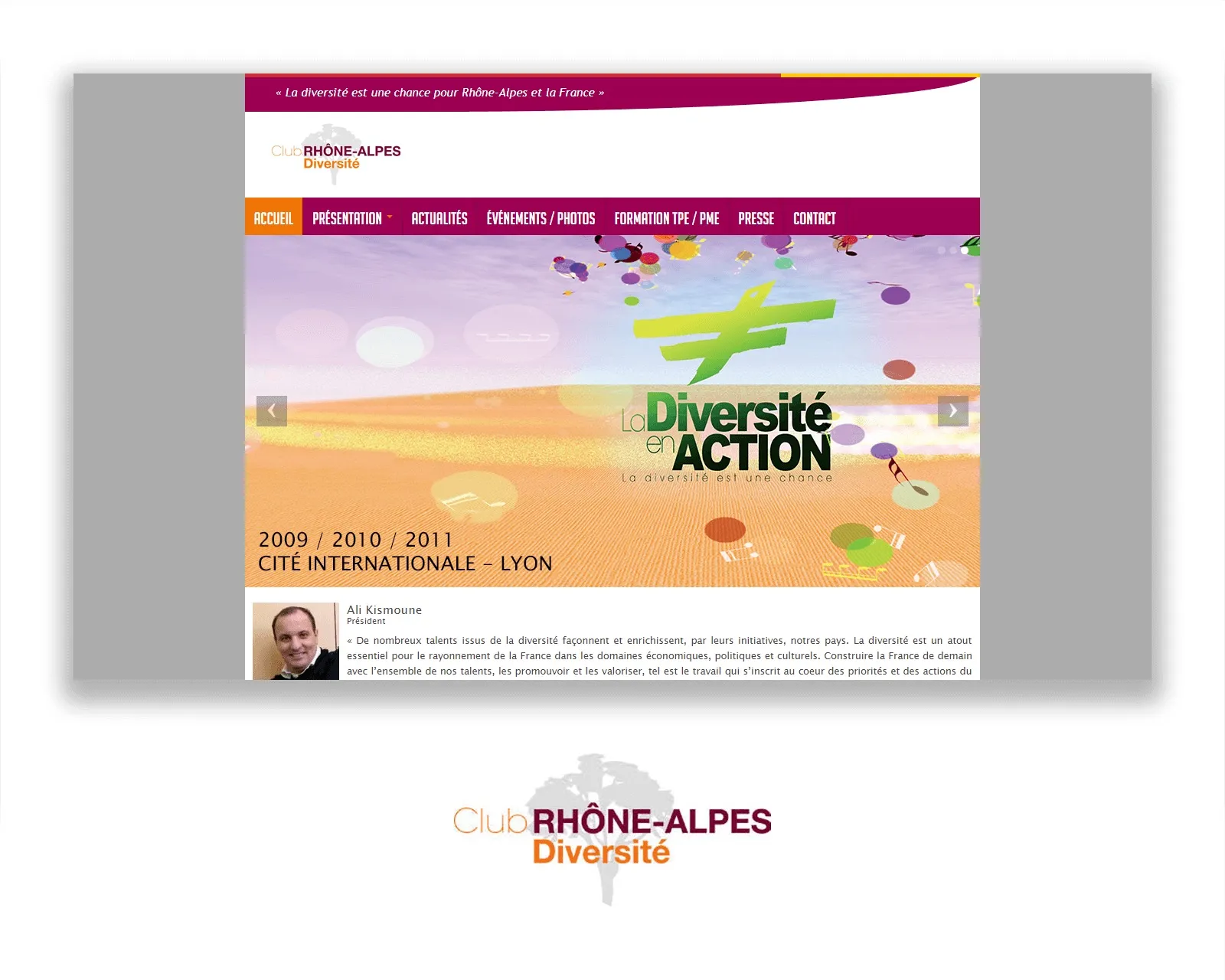 Site vitrine Club Rhône-Alpes Diversité association promotion diversité