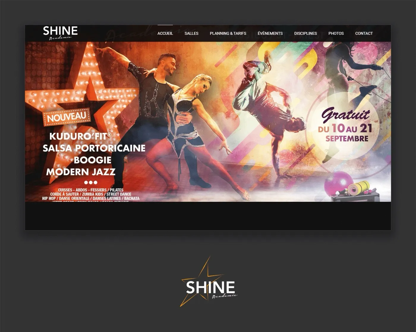 Site vitrine Shine Academie école de danse